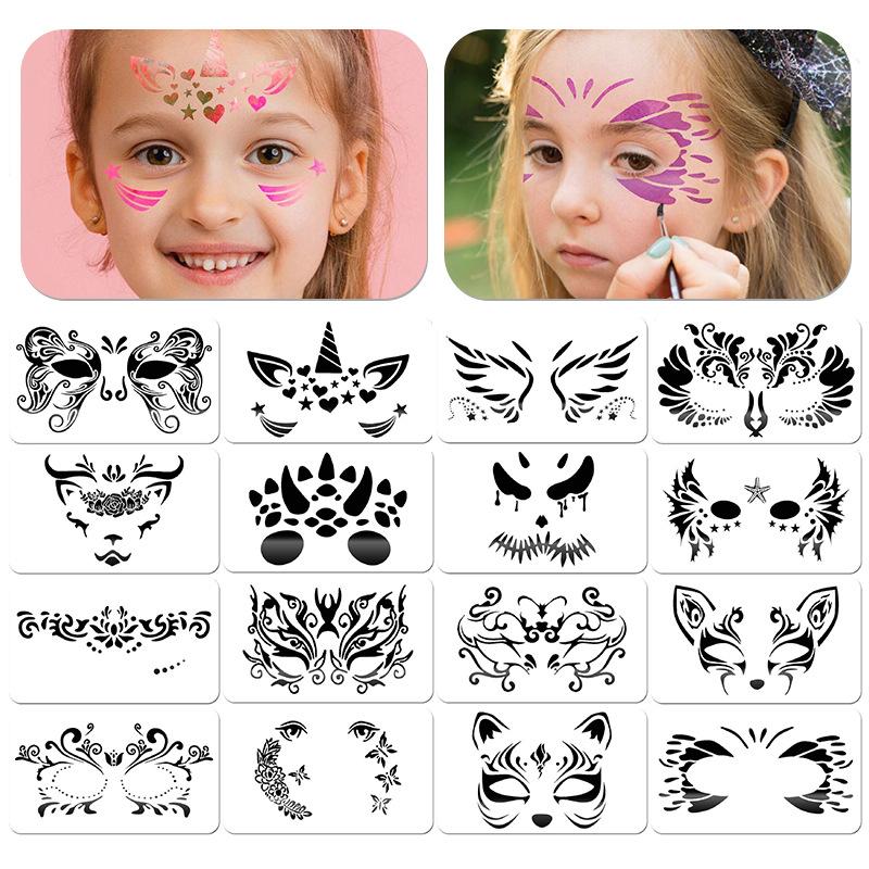 Children's Face Template Reuse Practice Hollow Painting Template & Body Makeup Painting Stencils Templates for Kids