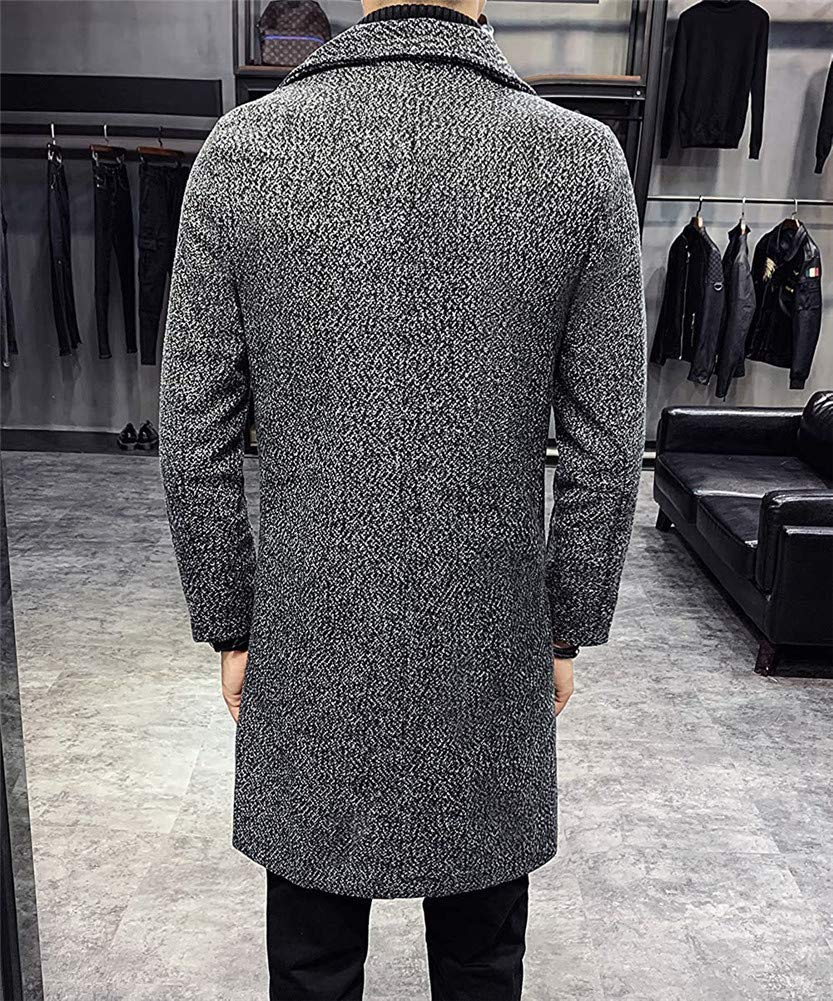 ZhangSong Long Chesterfield Jacket for and Cold Plus Sizes Men's Coat, Business, Casual, Weather, Fall/Winter, (Gray, 4XL)