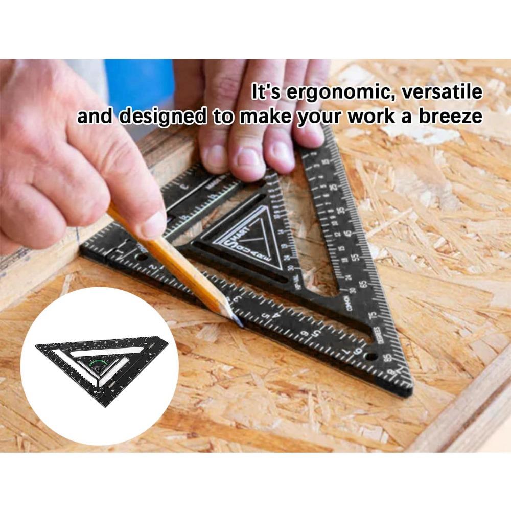 3pcs Black Carpenter Square Aluminium Alloy Framing Square Precise Triangle Ruler Flatwork