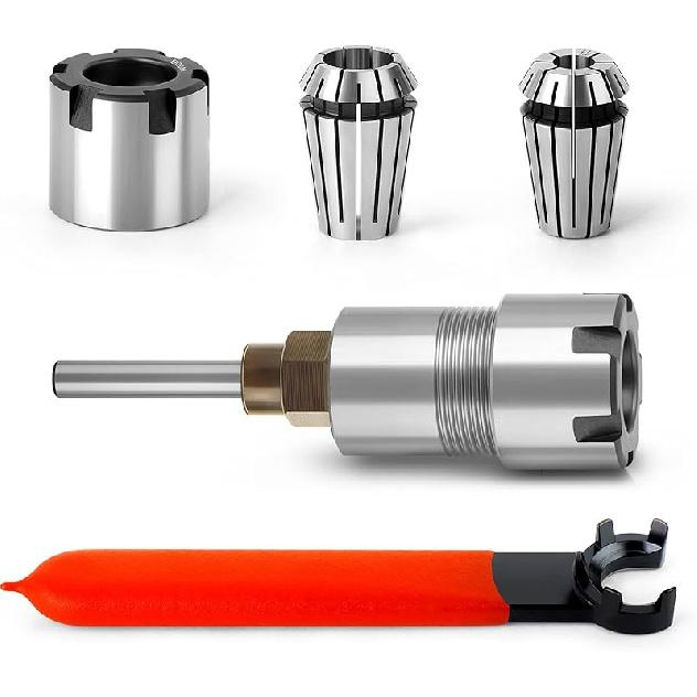 1/4 Inch Shank Router Bit Extension Collets ER20M Extender Chuck Converter Adapter, Convert 1/2-Inch & 1/4-Inch Shank Bits for Milling Lathe Tool