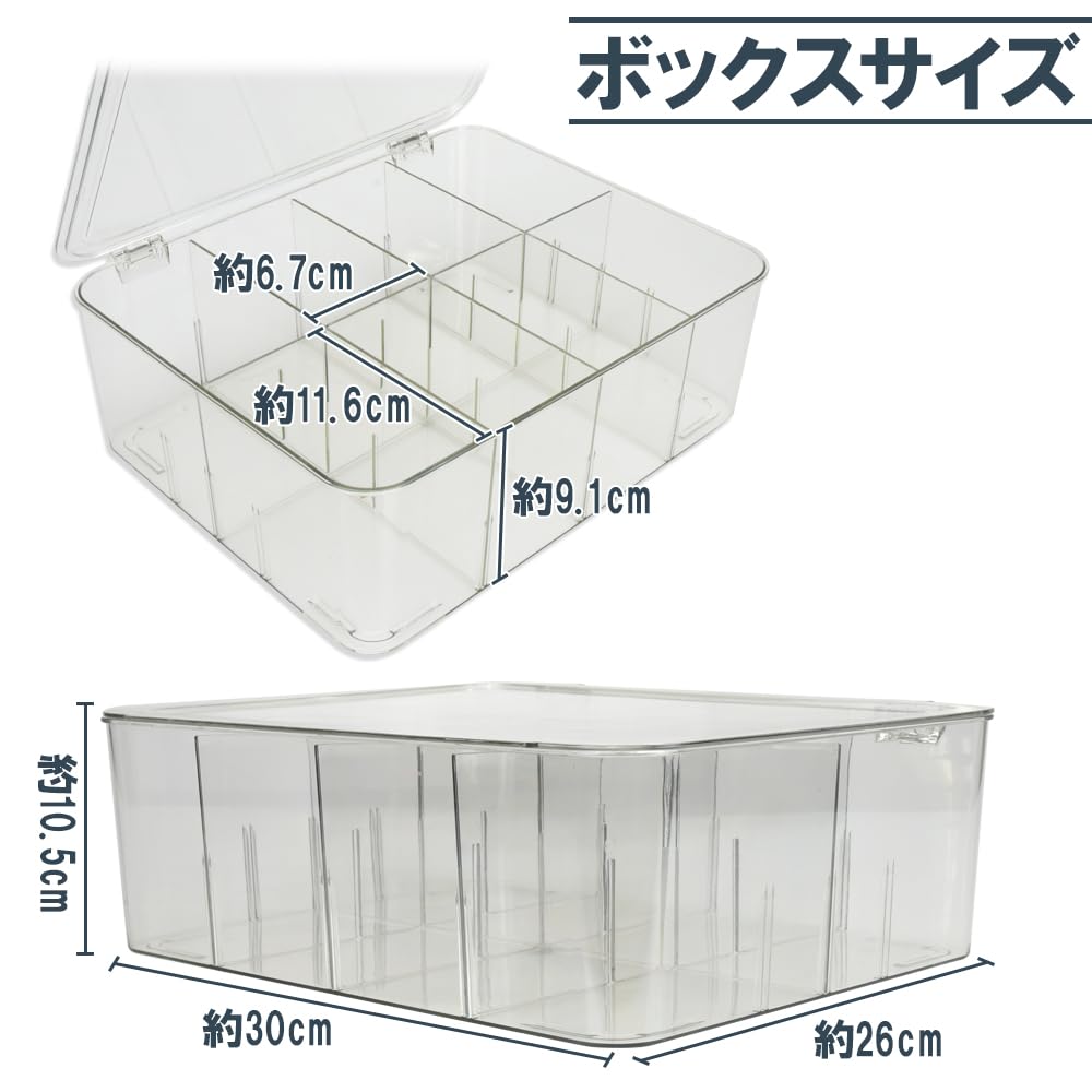 Manekinext Trading Card Storage Case Clear PET Large Capacity Organizer with Lid and Dividers 8 Compartments 30 X 26 10.5 Cm