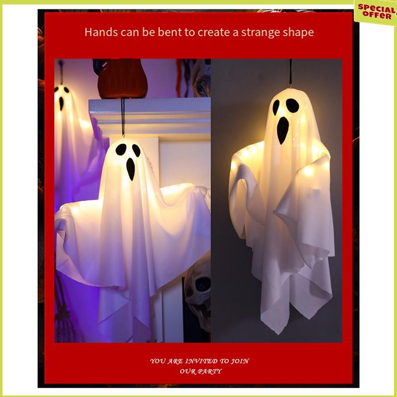 

A34R Halloween Decoration LED Hanging Lamp Glowing White Ghost Horror Indoor Layout Atmosphere Lamp NONE