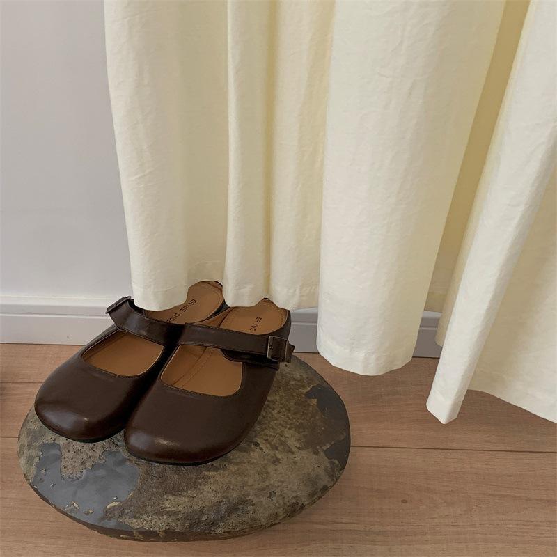 

2025 casual new retro niche ugly cute Velcro non-slip soft-soled Mary Jane shoes 39 темно-коричневого кольору