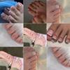 24pcs/box Aurora Toe Nails Cat Eye Foot Nails French Style Press On Nail  for Women Girl