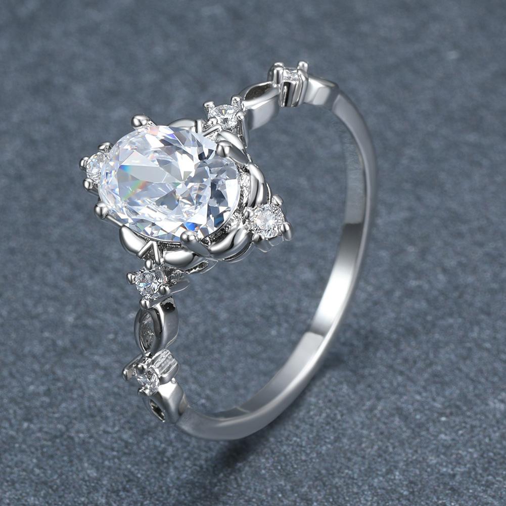 European and American Style Personalized Round White Micro Inlaid Zircon Ring Retro New Ring Versatile