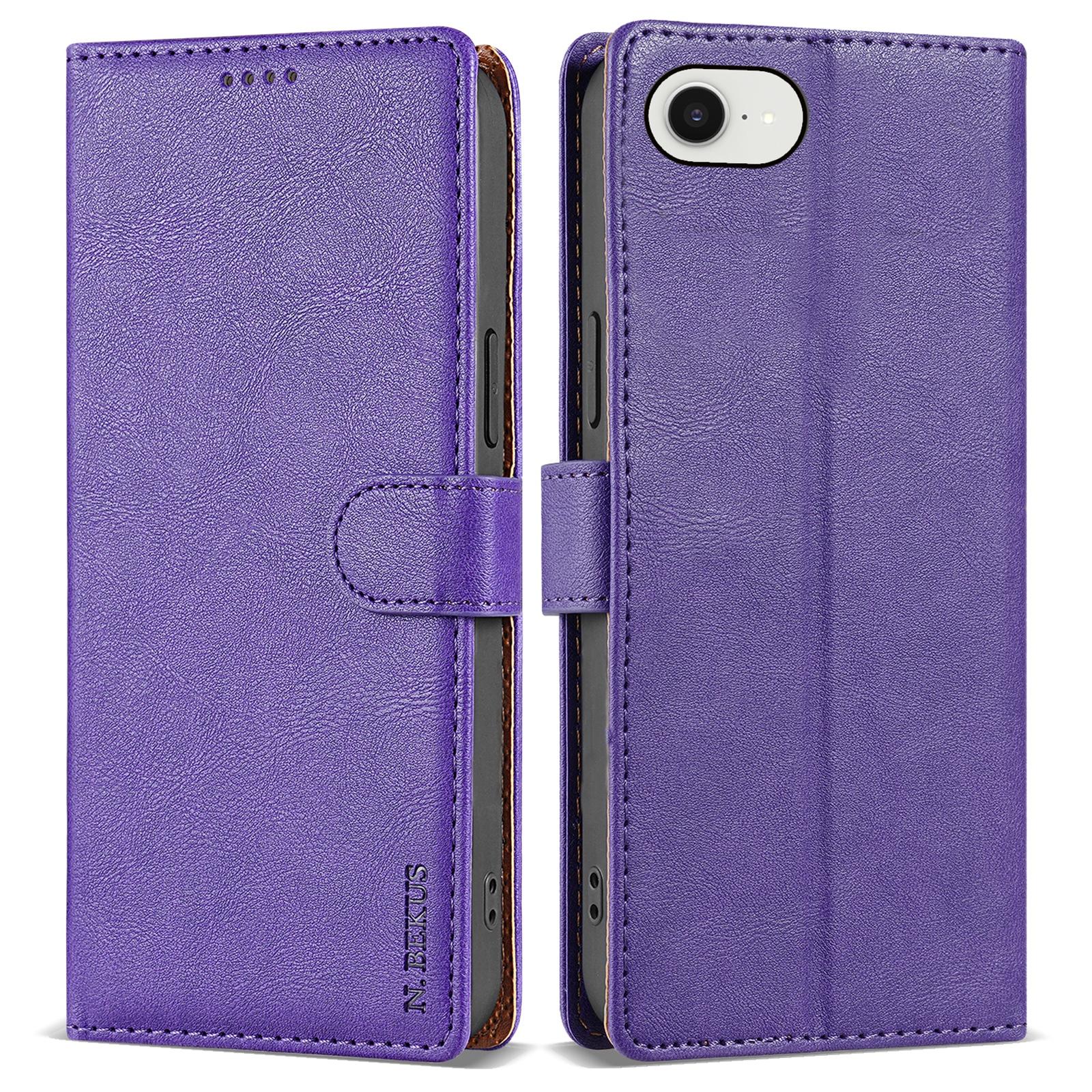 

N.BEKUS CSJ-001 Для iPhone 16e Чохол-підставка Гаманець з PU шкіри Чохол для телефону Purple