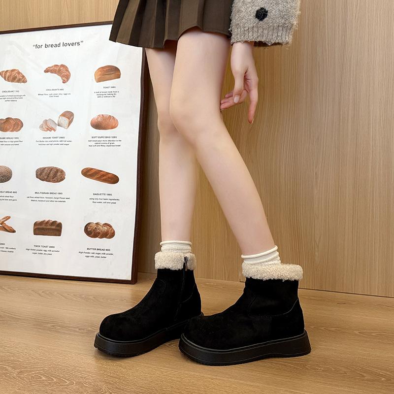 Women's thick-soled winter fur as one lightweight warm anti-cold padded snow boots non-slip wear casual sneakers cotton boots