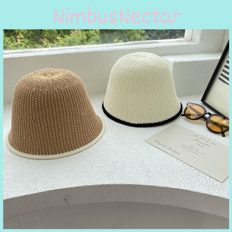 Stylish Fisherman Hat For Women With Wide Brim Top Round Straw Sun Hat Face-lifting Han Edition Outdoor Beach Cap