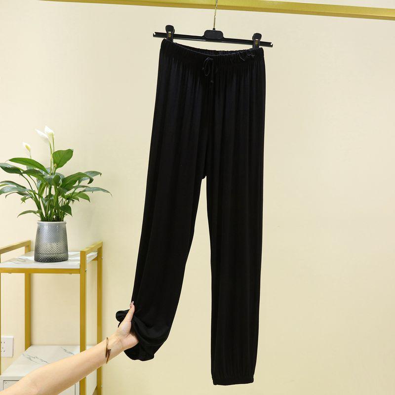 

Лето 2023 Модальные брюки с широкими штанинами Тонкая домашняя одежда Пижамные шорты Большой размер Однотонные Свободные С высокой талией Слимминг Прямые брюки Black 2XL (75.00 kg-85.00 kg recommended