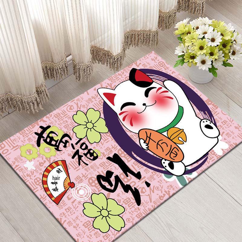 Lucky Cat Anti-Slip Floor Mats for Entrance, Bathroom, and Bedroom