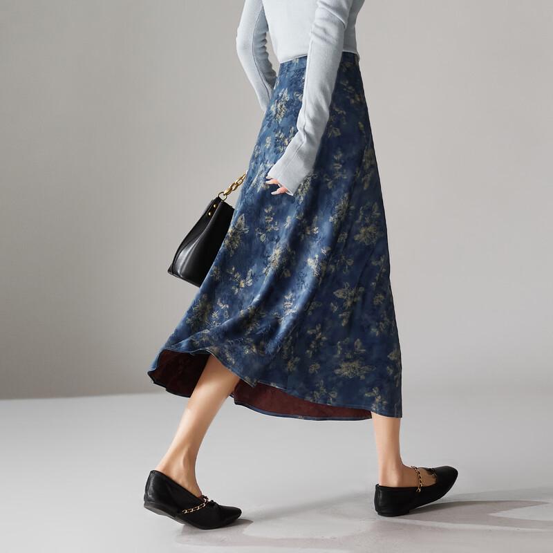 SOFSIL New Chinese Style Floral Print A-Line Skirt