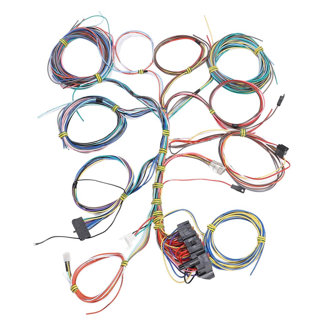 Universal 22 Circuit Wiring Harness Kit with Fuse and Installation Instructions for Any 12 Volt Vehicle