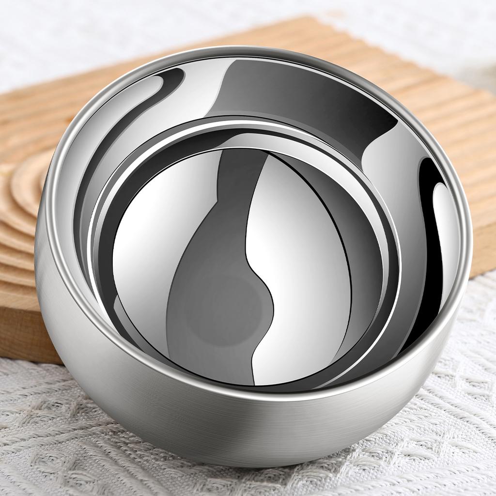 WORTHBUY 380/500ML 316 Stainless Steel Bowl Double-layer Children Rice Bowl Cute Tableware Kindergarten Anti Scalding Soup Bowl