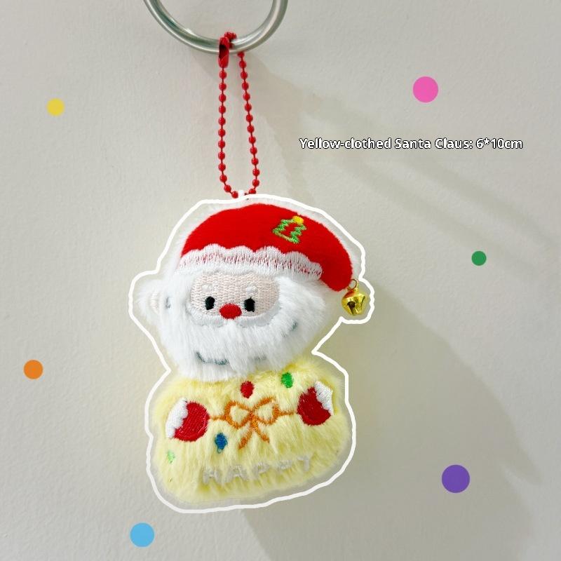 Kawaii Cartoon Plush Santa Claus Christmas Tree Keychain Lovely Christmas Stuffed Doll Toys Backpack Pendant Accessories Gifts