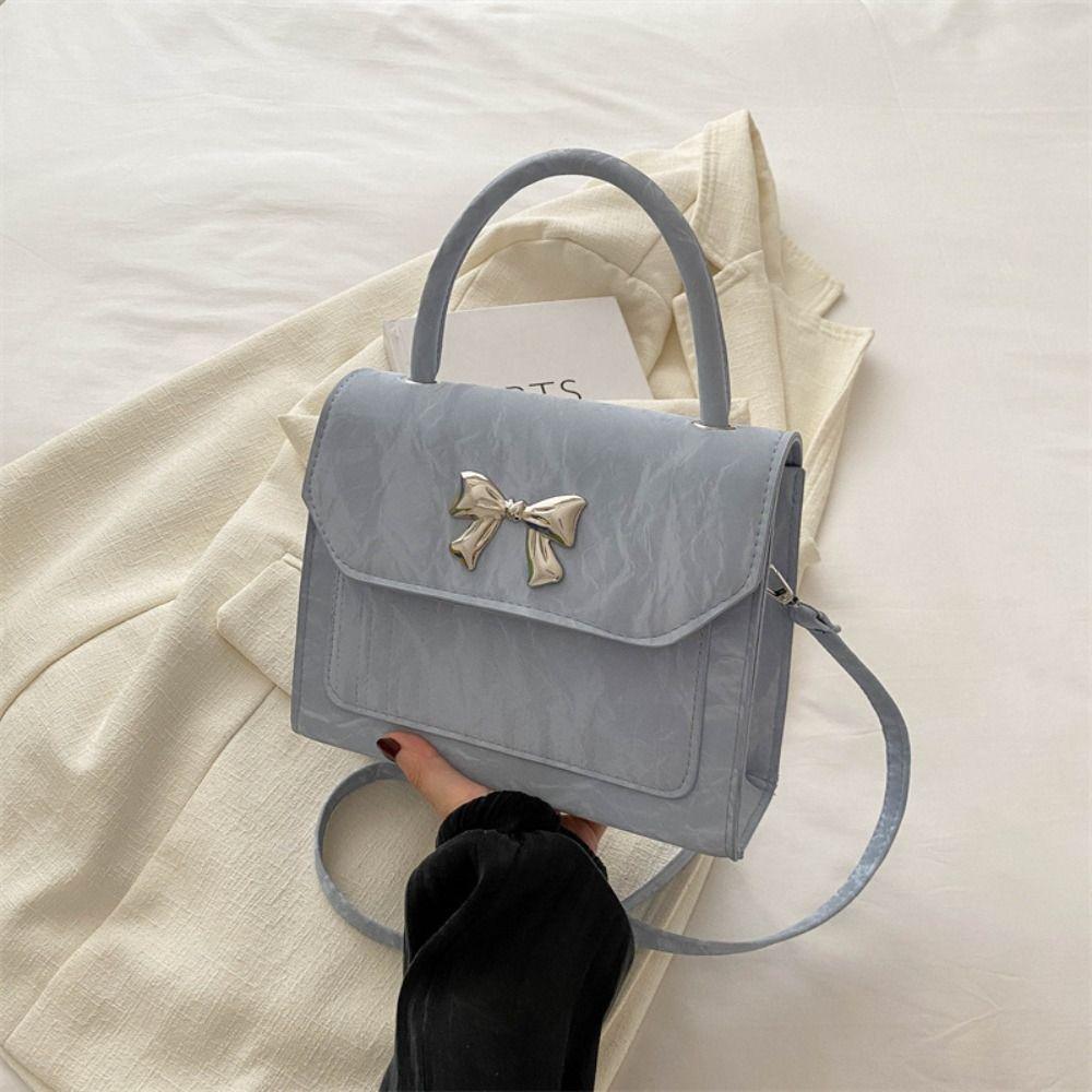 Simple Bow Crossbody Bag Fashionable Leather Handbags Y2K Trend Underarm Bag  Women