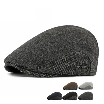 Autumn Winter Fleece Hat Men's Beret British Progressive Hat Retro Cap Woolen Hat
