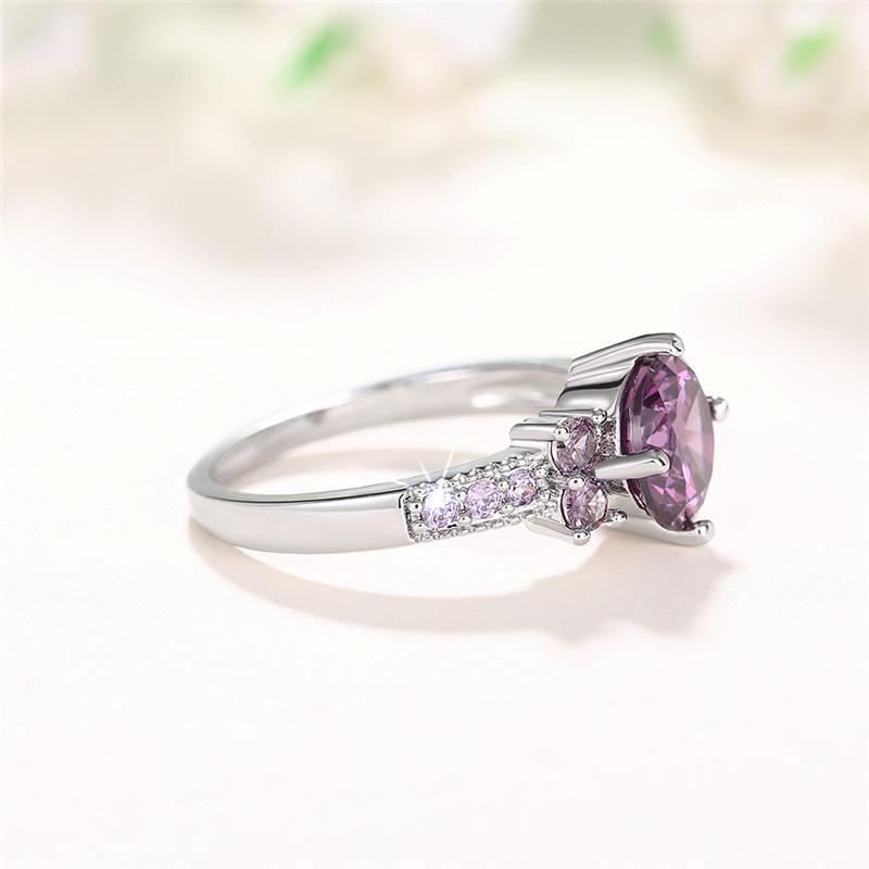 925 Sterling Silver Purple CZ Rings Bridal Wedding Accessories Women Rings Anniversary Gift Temperament Lady Jewelry