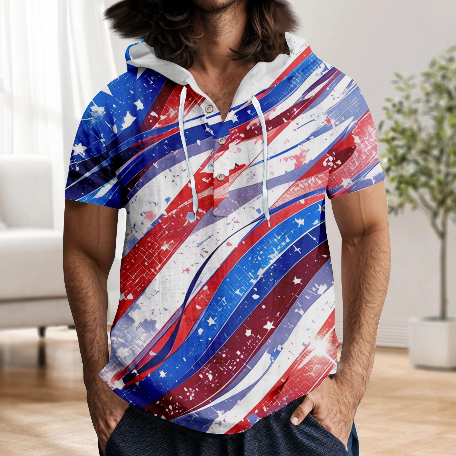 

Мужская повседневная футболка с короткими рукавами, капюшоном и открытым воротом на пуговицах XXL белый