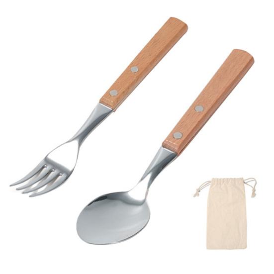 1/2Pcs Stainless Steel Folding Fork Spoon with Wooden Handle Portable Outdoor Camping Picnic Hiking Travel Food Grade Collapsible Cutlery