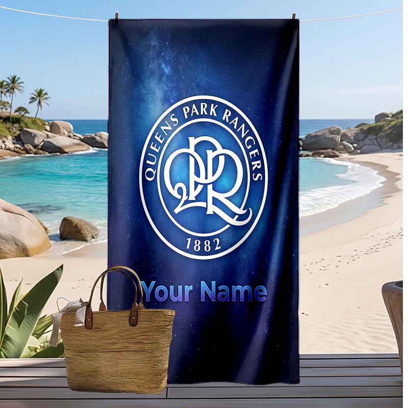 Queens Park Rangers FC Personalisiertes Bedrucktes Strandtuch Fußballlogo Unterstützung Benutzerdefinierter Name Text Saugfähiges Handtuch für Sport Reisen Besonderes Geschenk