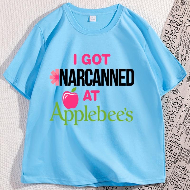 I Got Narcanned At Apple T Shirt Funny Food Short Sleeved Tshirt for Men Women Tee Clothes Loose Casual Cartoon Oversized Y2K