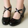Women's Green High Heels Mary Jane Shoe Cross-strap Black White Pink Heeled Party Wedding Shoes Ladies Dress Pumps Elegant