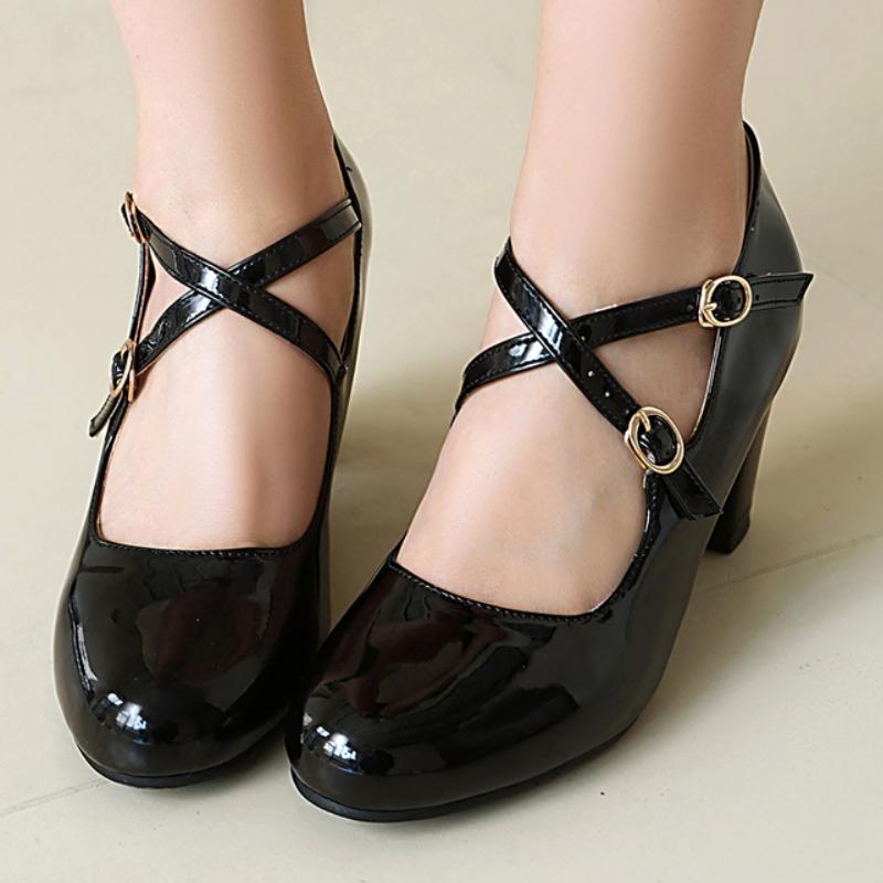 Women's Green High Heels Mary Jane Shoe Cross-strap Black White Pink Heeled Party Wedding Shoes Ladies Dress Pumps Elegant