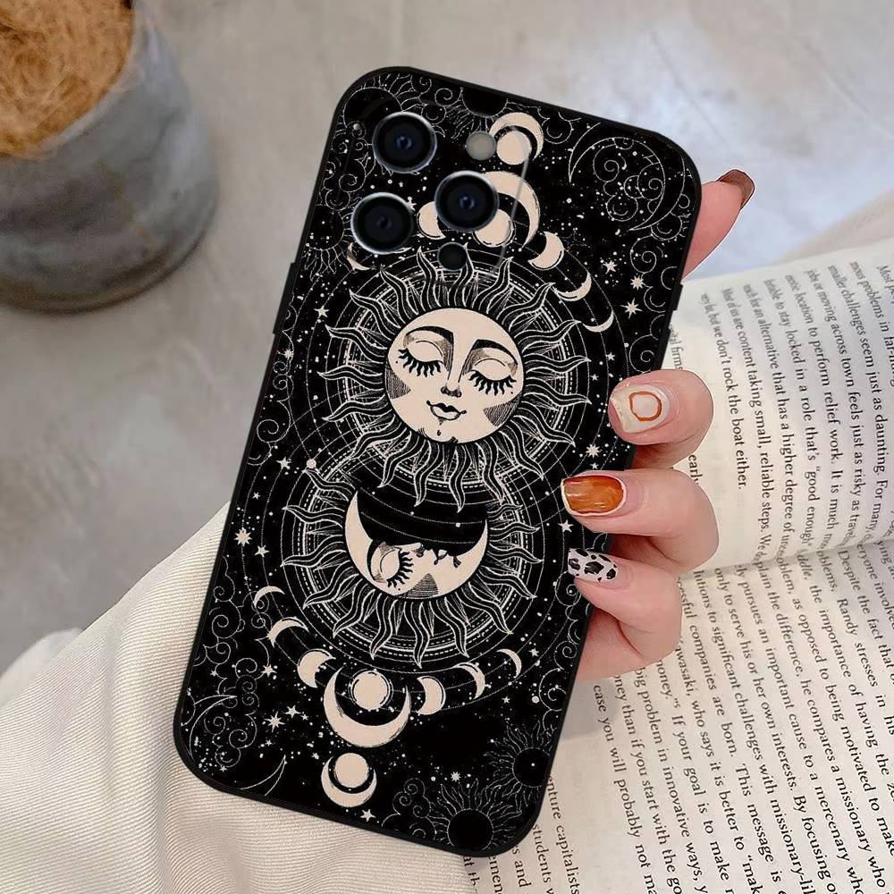 

Sun Moons Star Signs Phone Case For iPhone 17, 16,15,14,13,12,11 Plus,Pro Max, Others Soft Black Cover iPhone14