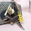 Jinshang Miu Series Dachshund Letter Baseball Keychain - Handmade Leather Schoolbag Pendant with Woven Rope Ornament