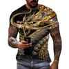 Summer Round Neck 3D Dragon Print Top Fashionable Casual Short Sleeved Men's T-shirts