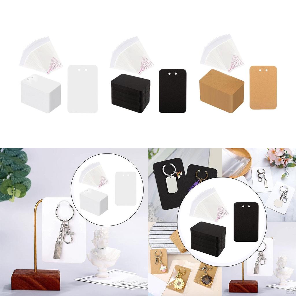 100 Pcs Keychain Display Cards with Self Seal Bags, Jewelry Packaging Supplies for Earrings,