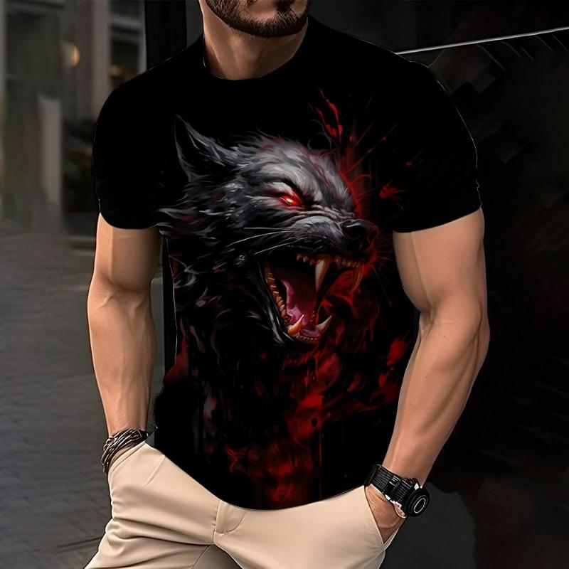 Trendy Lion Graphic Print Short Sleeve Clothing 2026 Summer O-Neck Animal 3D Printed