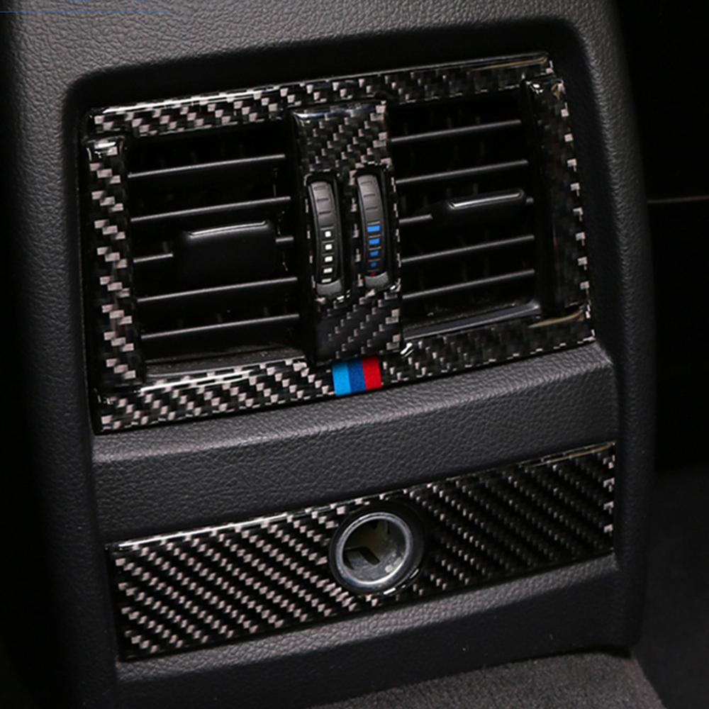 Carbon Fiber Auto Interior Rear Air Conditioning Outlet Trim Cover Sticker For BMW 3 Series F30 3GT F34 2013-19 Car