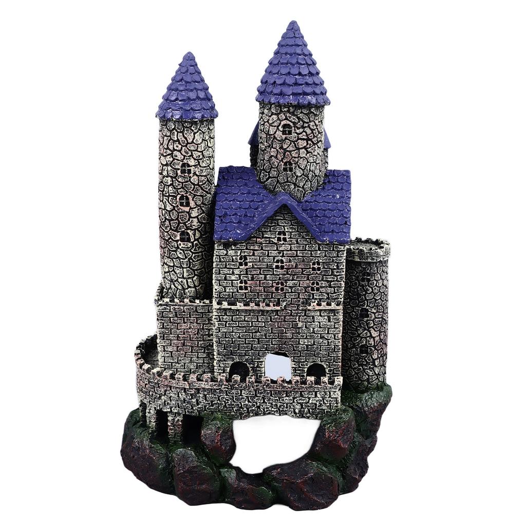 Aquarium Castle Decoration Simulated Resin Hideout Cave Fish Tank House Ornament for Freshwater Saltwater