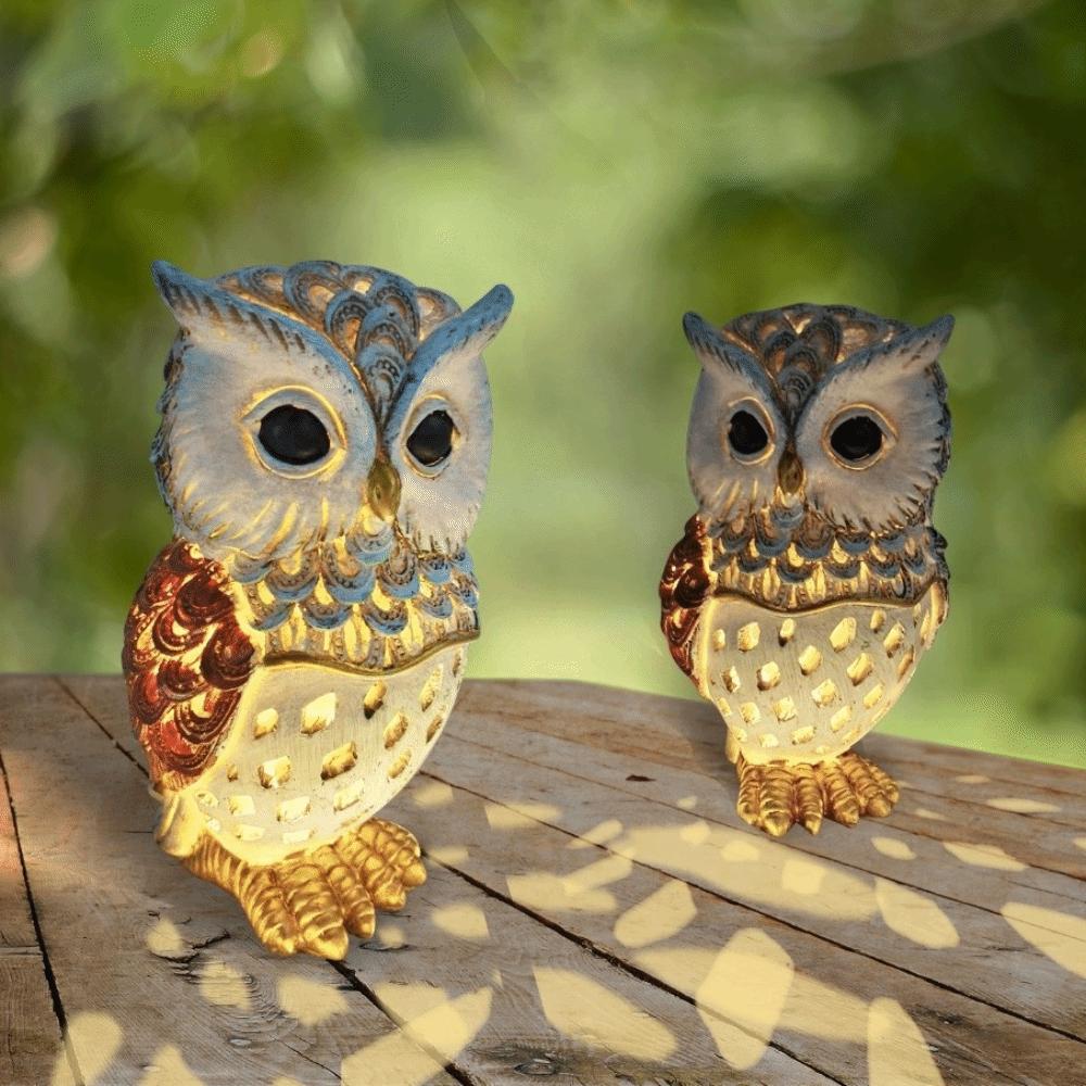 Solar Powered Owl Resin Light Animal Garden Decoration Lights  Ideal for Mother'S Day