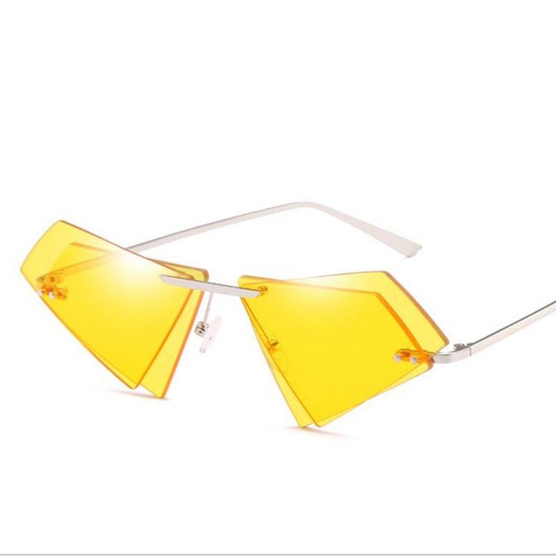 

Солнцезащитные очки без оправы «кошачий глаз» женские маленькие треугольные солнцезащитные очки женские известные брендовые нестандартные очки с двойными линзами жёлтый