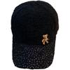 Korean Autumn and Winter Fashion Diamond Brim Plush Baseball Hat Korean Style Cute Little Bear Warm Baseball Cap Trendy