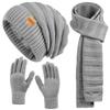 Winter Hat Beanie Scarf Touchscreen Gloves Set for Women, 3 in 1 Set with Knit Warm Long Neck Scarves Cap Gloves