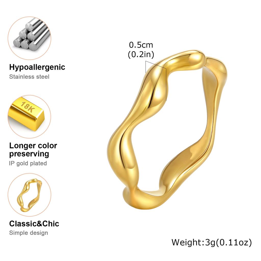 Classic Irregular Geometric Ring for Women,Stainless Steel Waterproof Rings,Fashion Jewelry Mother's Day Gift
