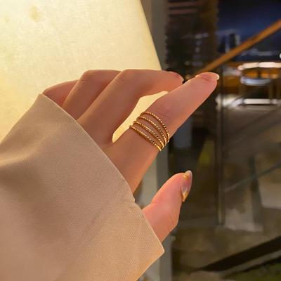 Korean Adjustable Retro Gold Titanium Steel Ring for Women