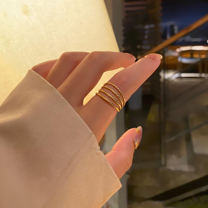 Korean-Style Geometric Titanium Steel Adjustable Index Ring