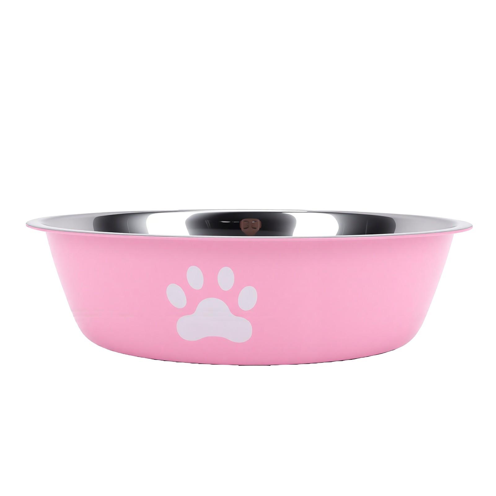 Gamelle pour chien en acier inoxydable avec fond en caoutchouc antidérapant Facile à nettoyer Abreuvoir/Mangeoire pour animaux de compagnie