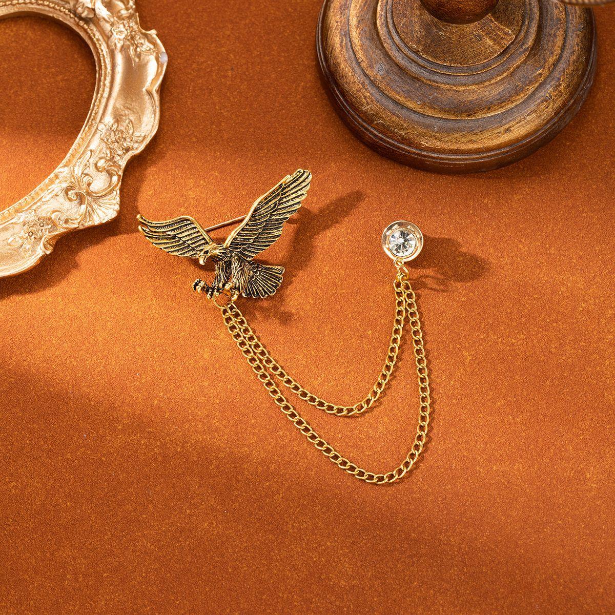 Ретро Доминирующий Орел Мальчики Высококлассный Костюм Брошь Простые Крылья Металлическая Кисточка Высококлассная Брошь