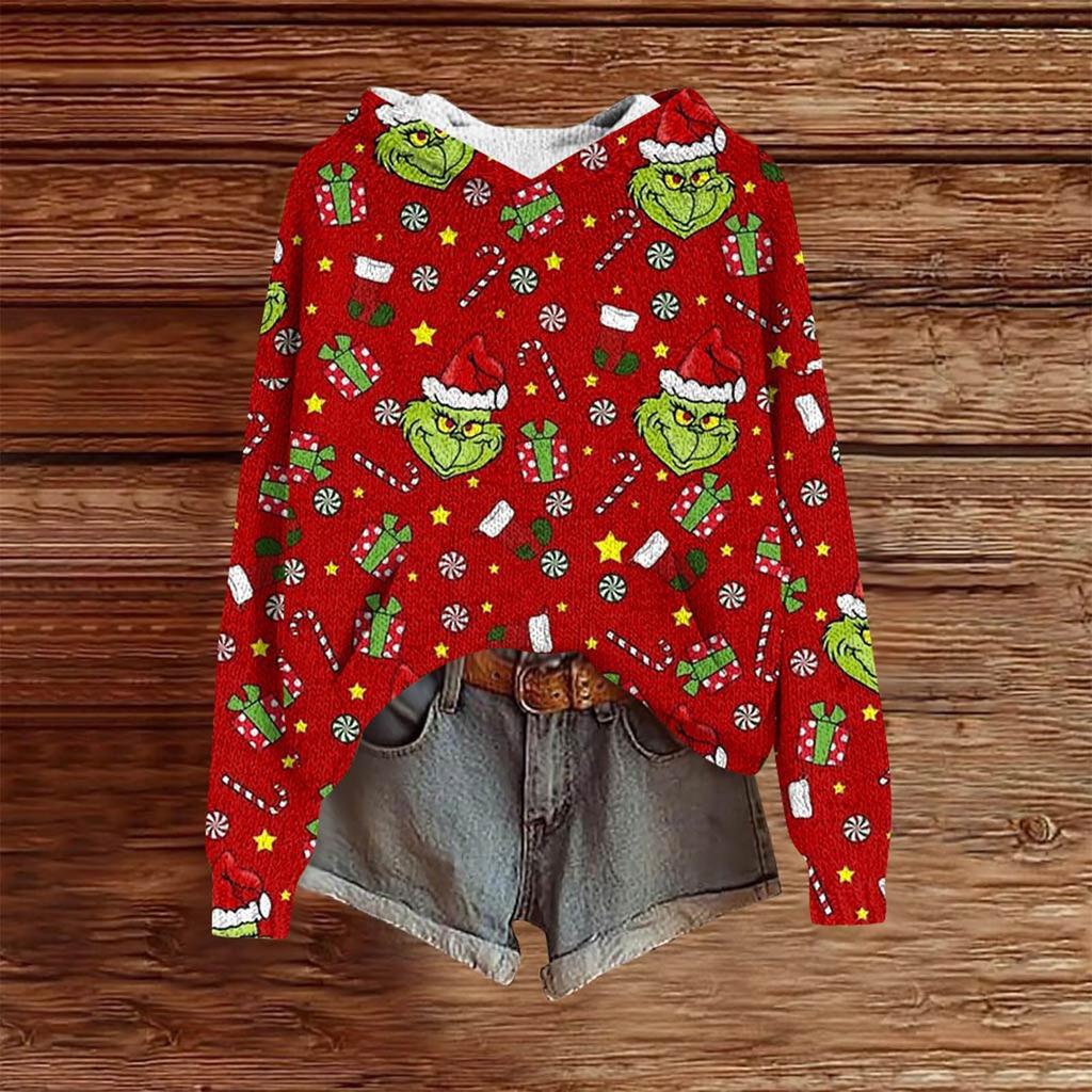 Sweatshirts For Women Knit Sweater Cute Shirt Fall Pullover Hooded Sweatshirt