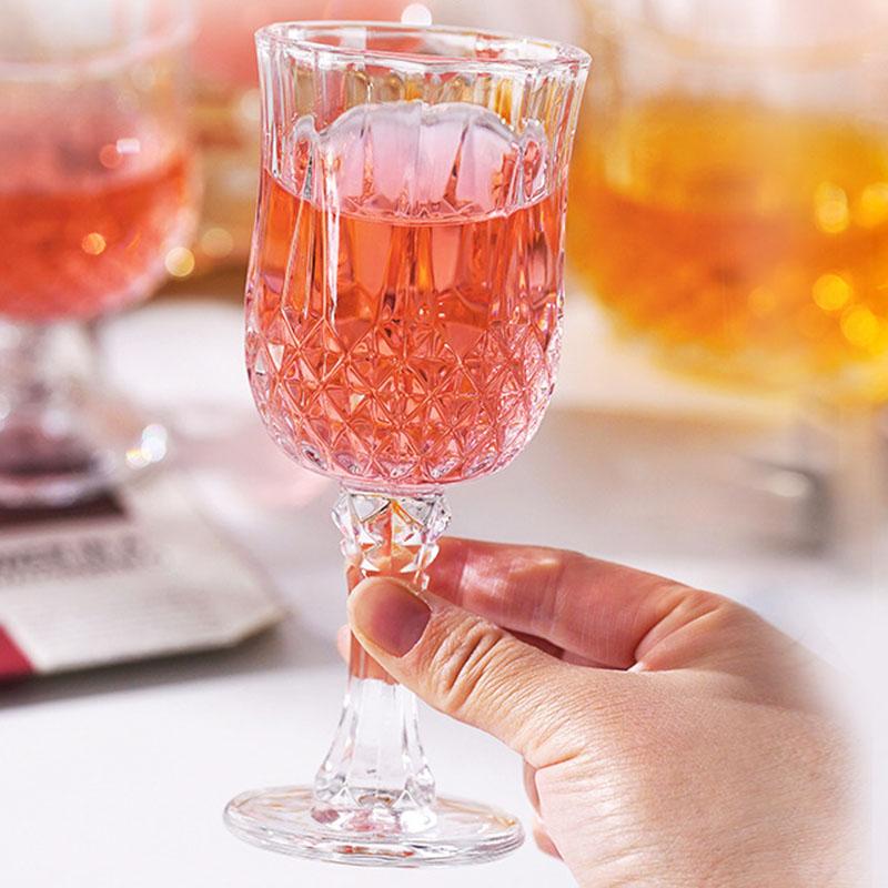 160ml 3pcs Set Diamond Carved Red Wine Glass Luxury Premium Champagne Cognac Cocktail Cups Transparent High Footed Wine Glass