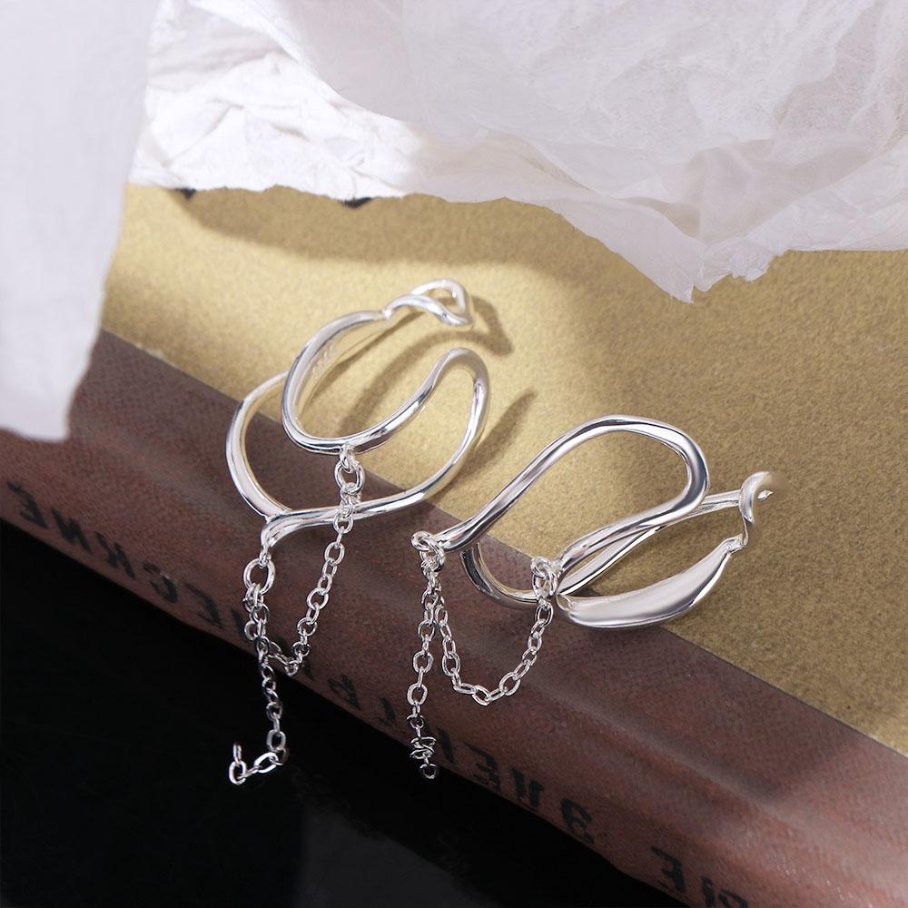 No Pierced C Shape Tassel Irregular Women Ear Clip Dangle Earrings Clip On Earrings Korean Ear Cuff