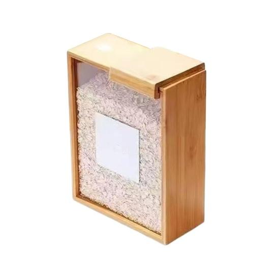 Bamboo Cereal Dispenser with Clear Window Food Dispenser with Sliding Lid Dry Food Container for Rice Flour Pasta Snacks Pantry Kitchen Counter бежевый 1090₽