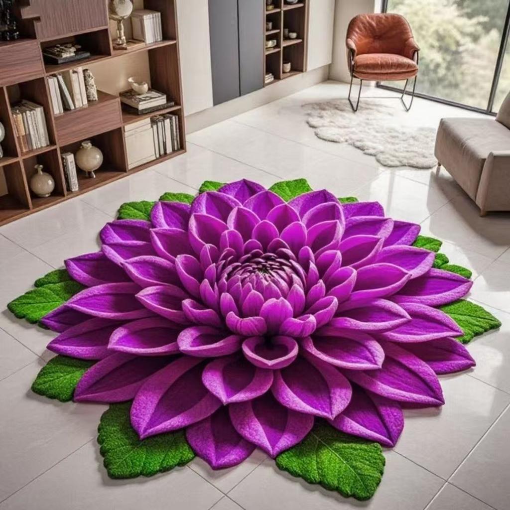 3D Stereoscopic Vision Floral Living Room Decoration Carpet, Floor Mat
