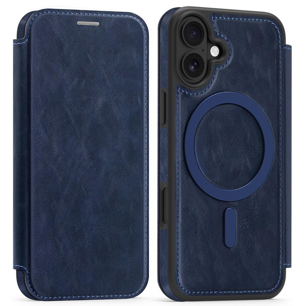 For iPhone 16 Case Compatible with MagSafe RFID Blocking Card Holder Leather Phone Cover