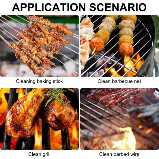 Cleaning Brush 3-in-1 Grill Scrubbing Brush with Scraper Ergonomic Design Cleaning Sponge Barbecue Net Washing Wire Brush BBQ Tool